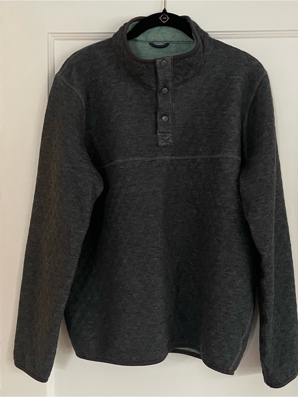 Marine Layer Quilted Mock-Neck Reversible Pullover - Black/Green